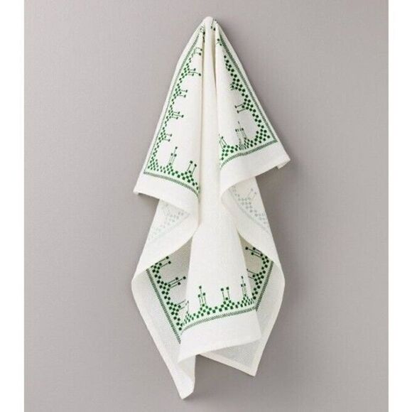 Hearth & Hand Green Geometric Border With Cream Background Kitchen Towel - Picture 1 of 6